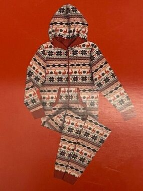WONDERSHOP FAIR ISLE HOODED ONESIE - WHITE SIZE MEDIUM (NEW WITH TAGS) A26